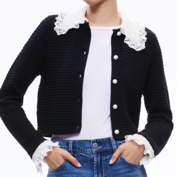 Alice + Olivia Noella Sample Black Cardigan Sweaterwith Tags